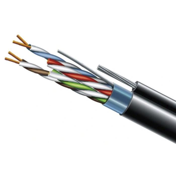 Cat. 5e F/UTP PE 4х2х24 AWG + S. M. трос (к)(72113) бухта 500м. Кабель вита пара ЗЗКМ (FTP мідь вуличний із тросом)