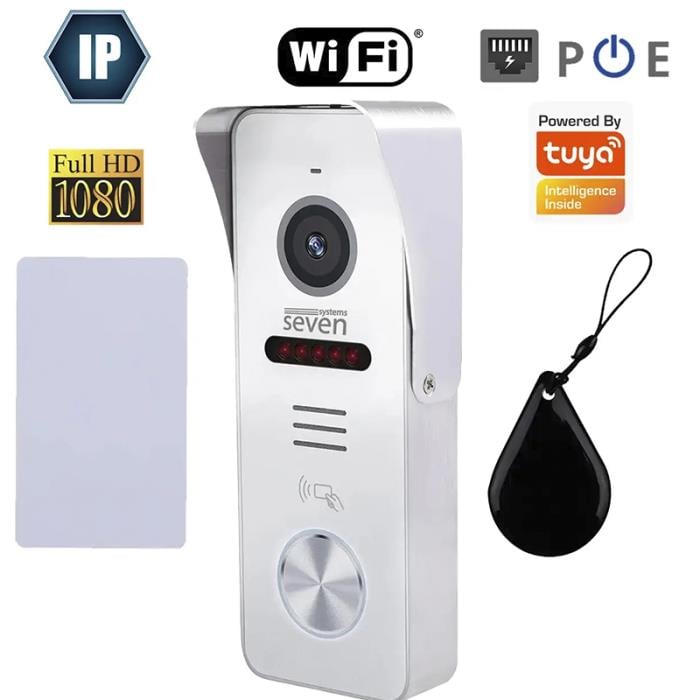 CP-7500FHD-WiFi white IP-вызывная панель Seven со встроенным считывателем карт Mifare