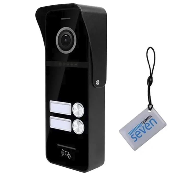 CP-7504/2 RFID black вызывная панель домофона Seven со встроенным считывателем карт Mifare на 2 абонента
